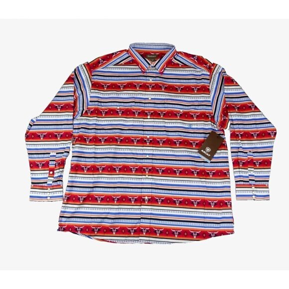 New Ariat Men's XXL Pratt Southwestern Sandshell Pearl Snap Western Shirt Aztec - Picture 1 of 8